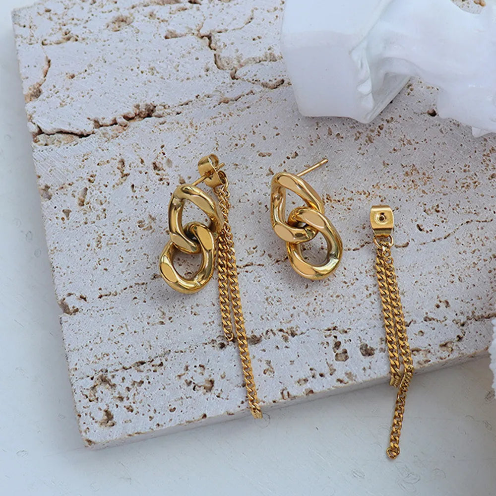Titanium Steel Chain Shape Earrings - Korvel