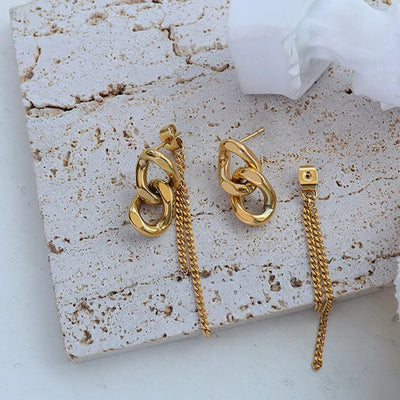 Titanium Steel Chain Shape Earrings - Korvel