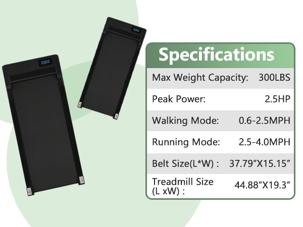 8.10 Walking Pad Under Desk Treadmill - 2.5HP, 300LBS Capacity