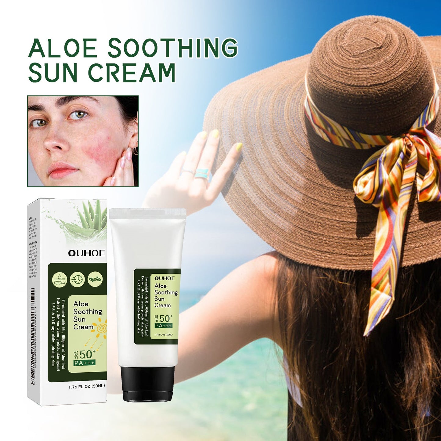 Aloe Vera Protective Cream, Hydrating Fresh Isolating UV Protection Cream - Korvel
