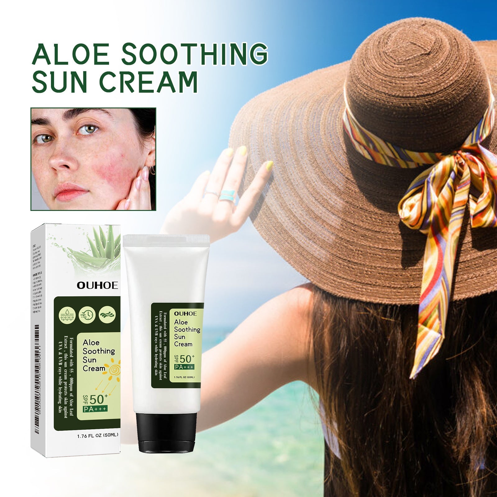 Aloe Vera Protective Cream, Hydrating Fresh Isolating UV Protection Cream - Korvel