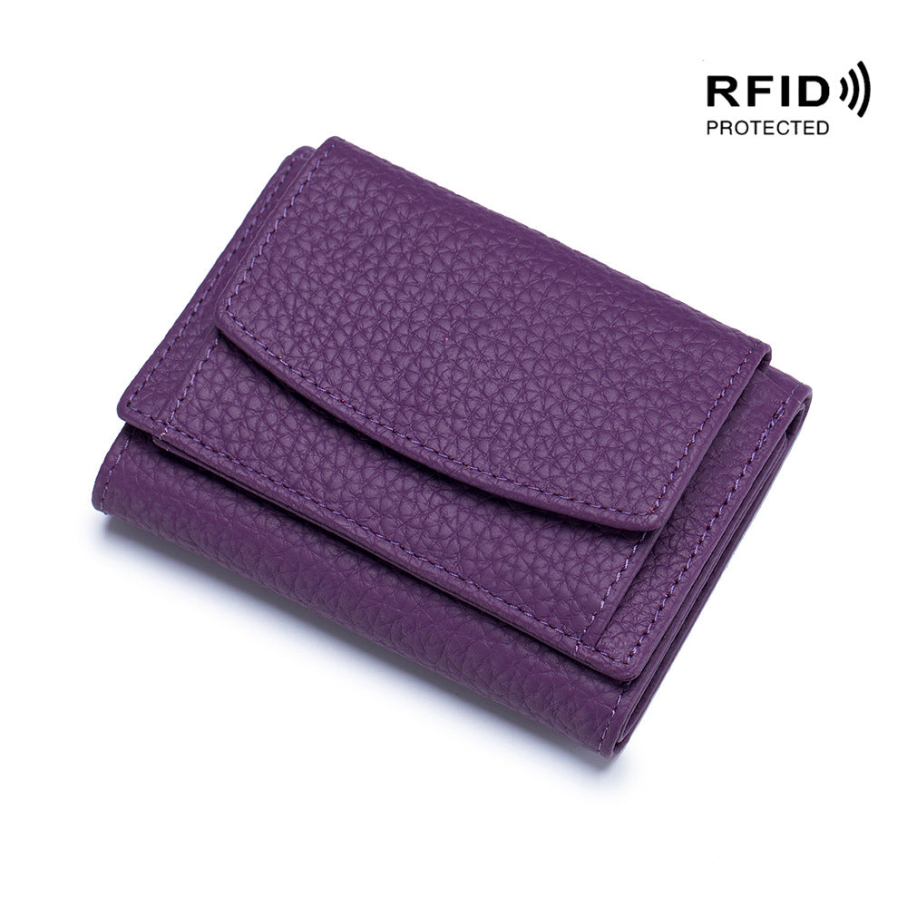 Cartera Mini de Cuero Genuino para Mujeres con Protección RFID