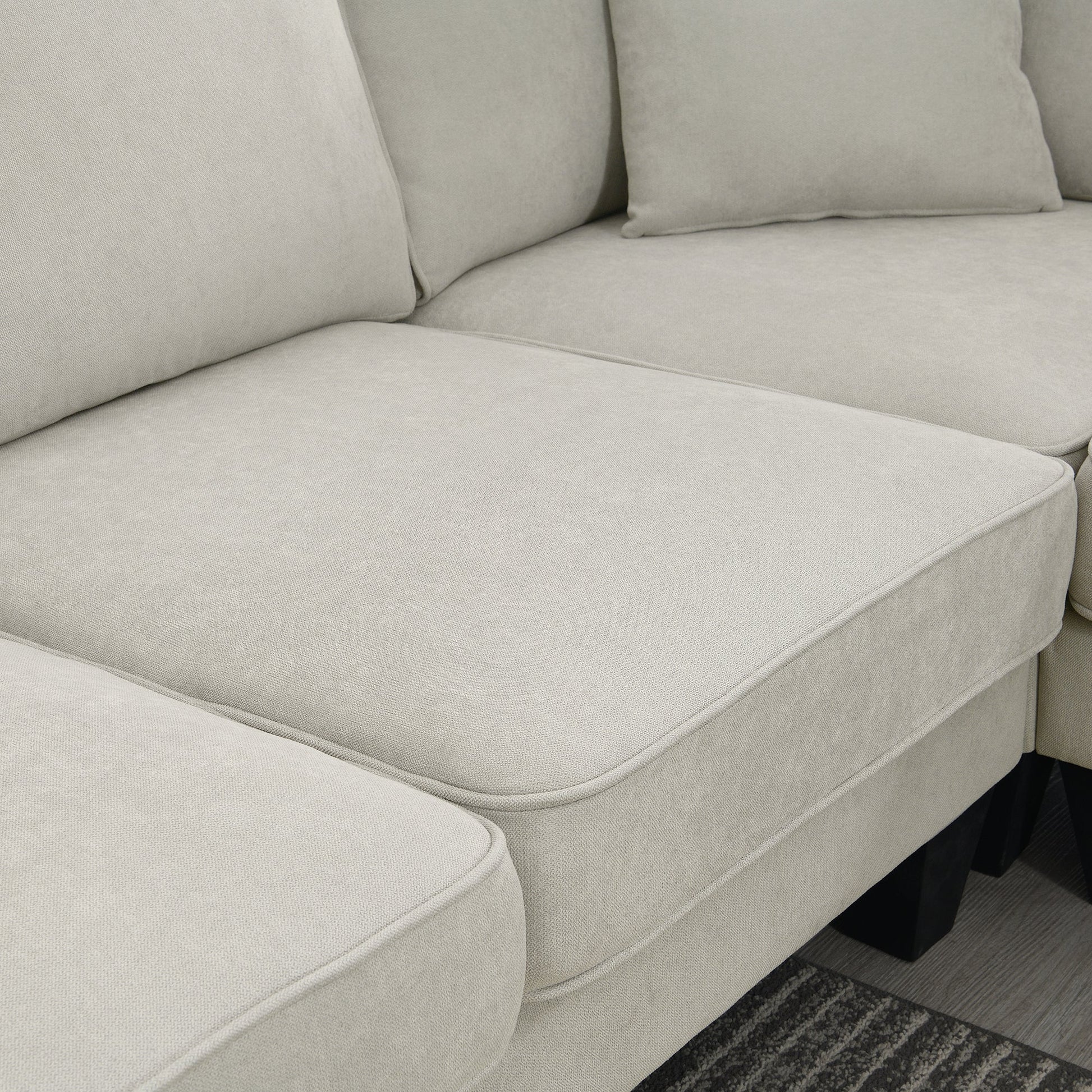 [VIDEO provided] [New] 108*85.5" Modern U Shape Sectional Sofa 7 Seat Fabric Sectional Sofa Set - Korvel