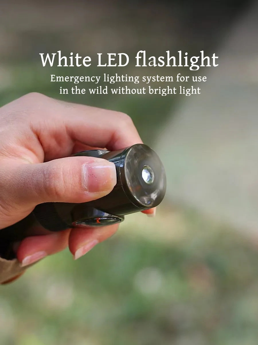 NEW 7 in 1 Survival Whistle Hiking Whistle Compass Mirror Flashlight Magnifier LED Light Thermometer Storage Compass Tool - Korvel