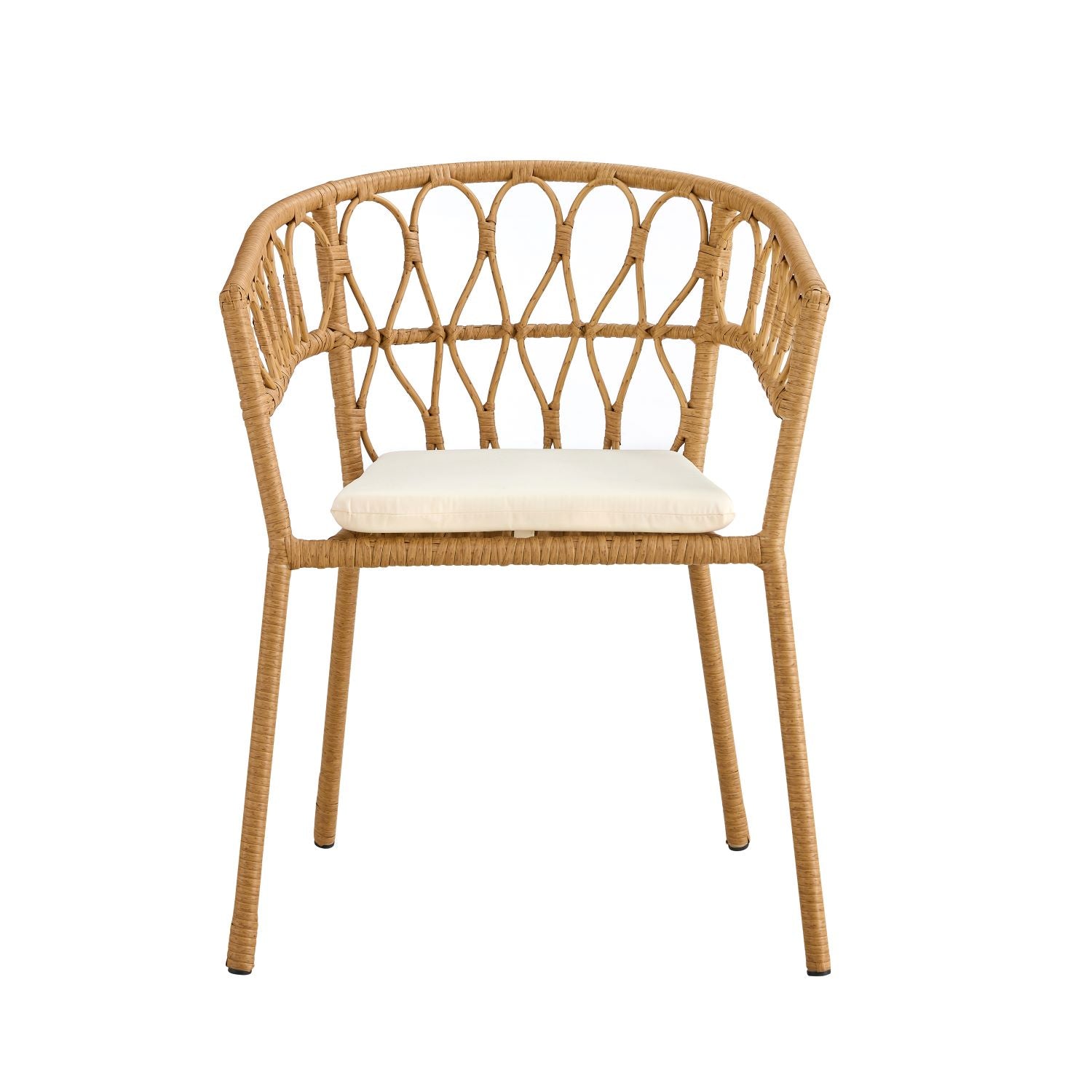 Outdoor dining set of 5 simple bamboo dinning table  PE ratten round table 110CM plastic wood top - Korvel