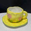 Hand Painted Blue Sky White Clouds Coffee Mug with Saucer Ceramic Handmade Tea Cup Saucer Set Lovely Gift Irregular Coffee Mug - Korvel