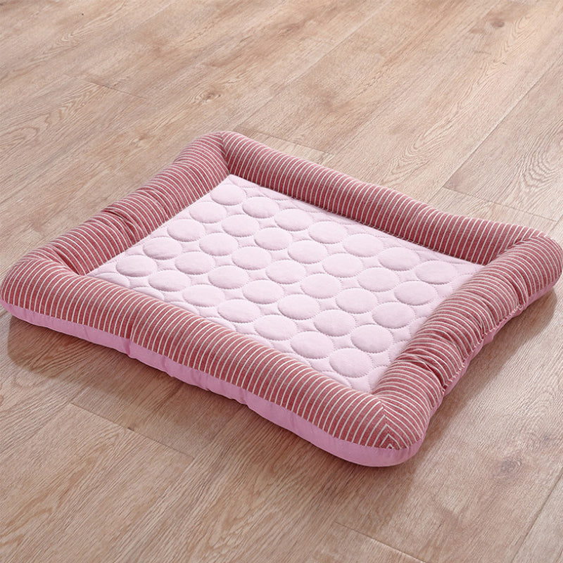 Cooling pet mats for dogs & cats (puppies/kittens): ice silk, breathable, soft summer pads in pink/blue. - Korvel
