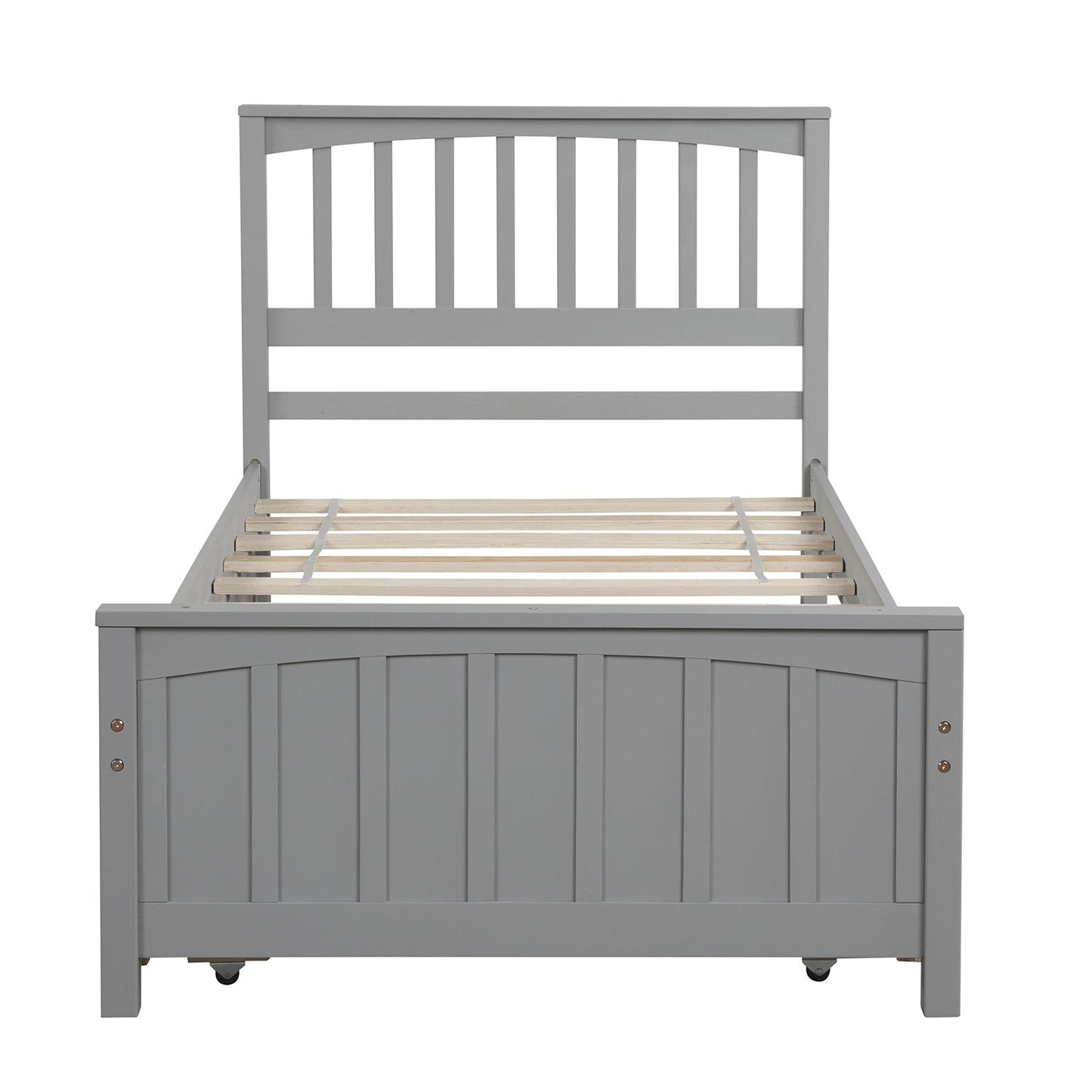 Twin size Platform Bed with Trundle Gray - Korvel