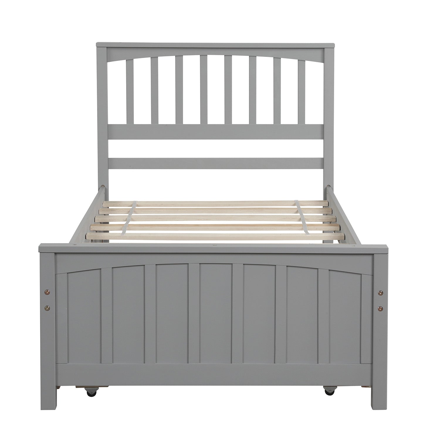 Twin size Platform Bed with Trundle Gray - Korvel