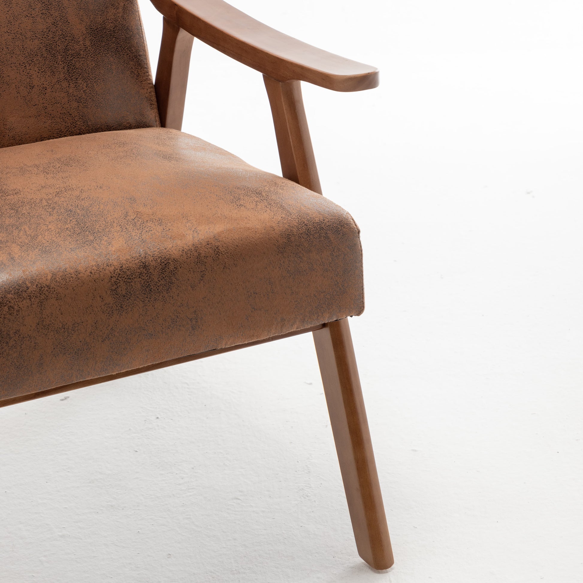 Medieval modern chair, solid wood frame living room chair, accent chair with ultra thick backrest - Korvel