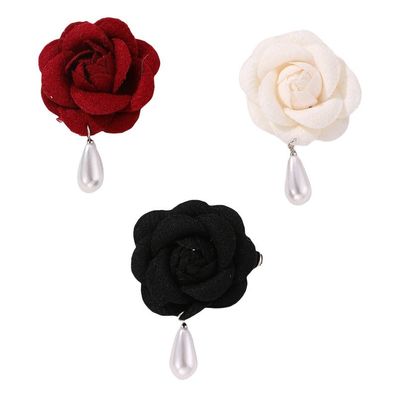 Flower pearl brooch female fashion camellia wedding dress decoration female jewelry - Korvel