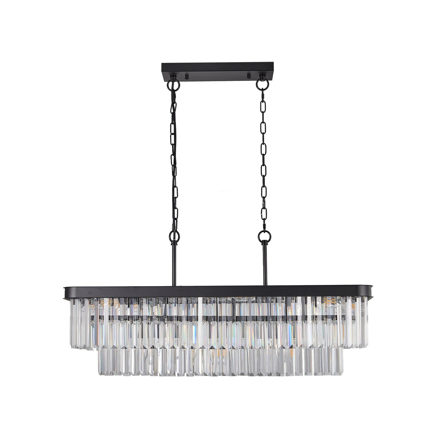 Chandeliers,Rectangular Crystal Chandelier Adjustable,E12 Modern Industrial Crystal Lights (Bulb Not Included) - Korvel
