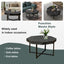 Wooden octagonal retro patchwork craft 30 inch wooden tabletop cross metal leg coffee table (Antique Black) - Korvel