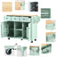 Kitchen trolley, cabinet door internal storage rack with storage cabinet and 3 dining room drawers, mint green - Korvel
