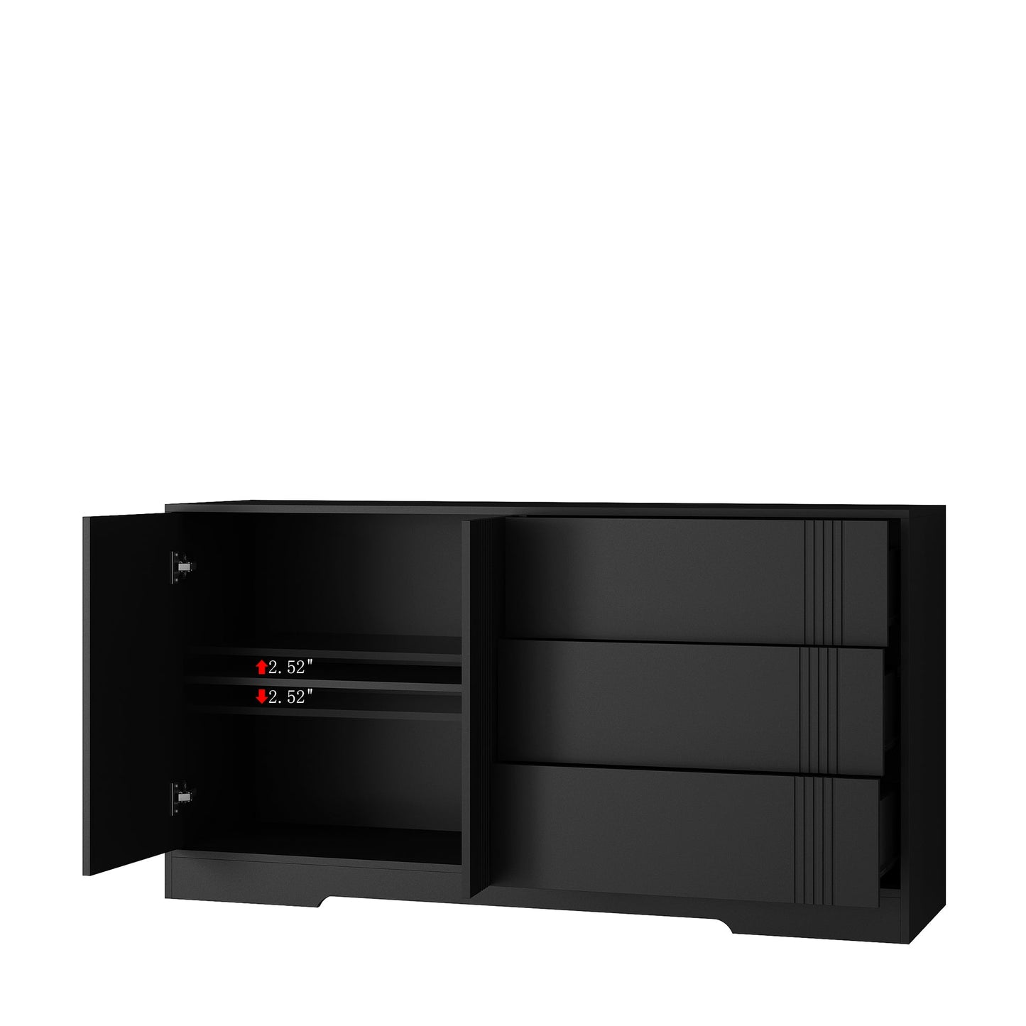 Modern kitchen buffet lockers with storage space, drawers and doors, and a large coffee bar with adjustable kitchen shelves - Korvel