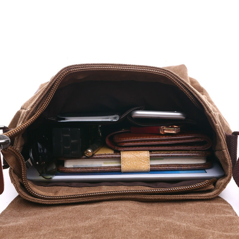 Men Business Messenger Bags For Men Shoulder Bag vintage Canvas Crossbody Pack Retro Casual Office Travel Bag - Korvel
