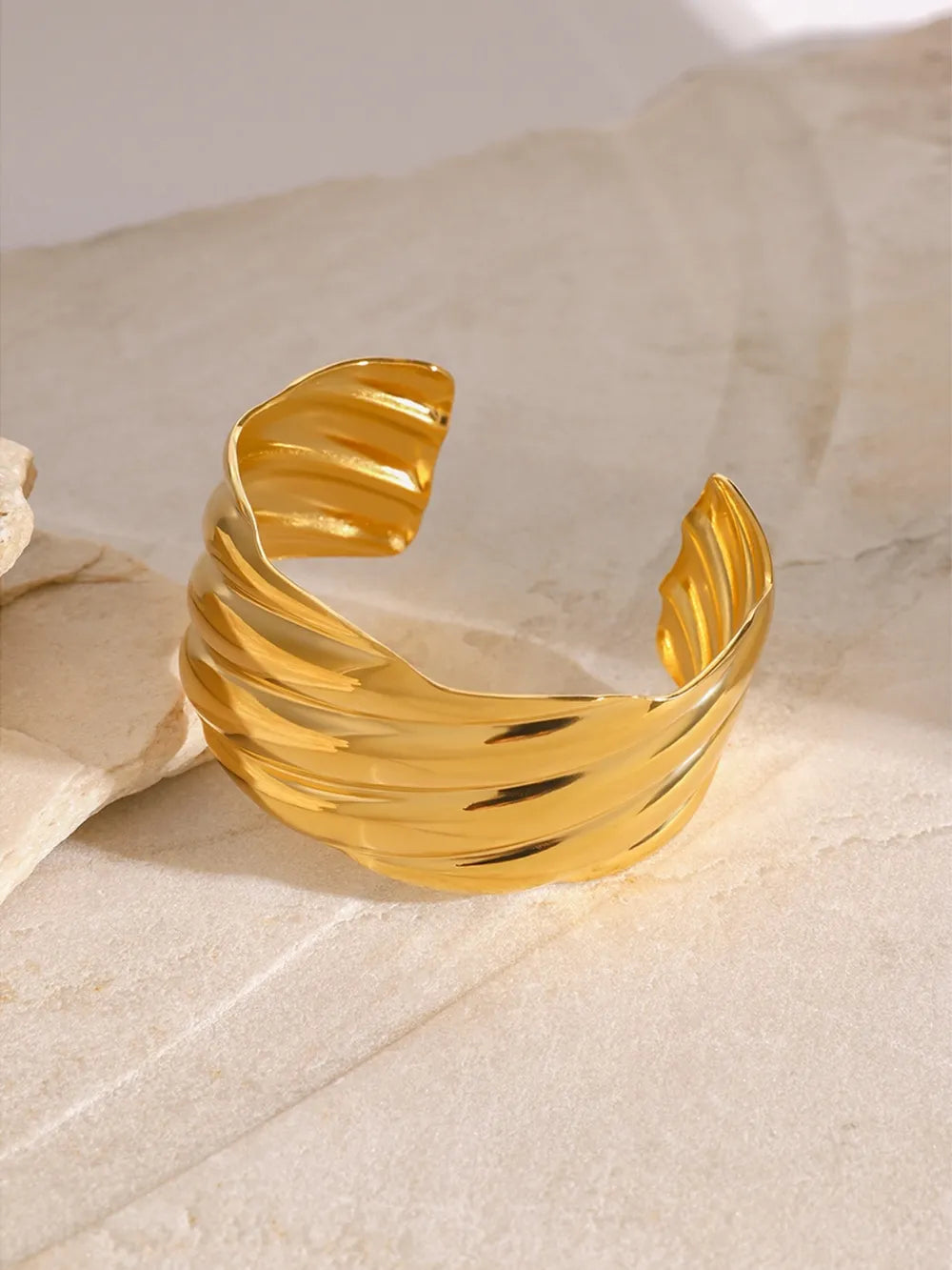 18K Gold-Plated Stainless Steel Open Ring - Korvel