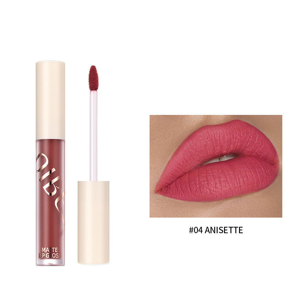 QIBEST Brillo de Labios Mate Sedoso y Suave - No Pegajoso y de Larga Duración