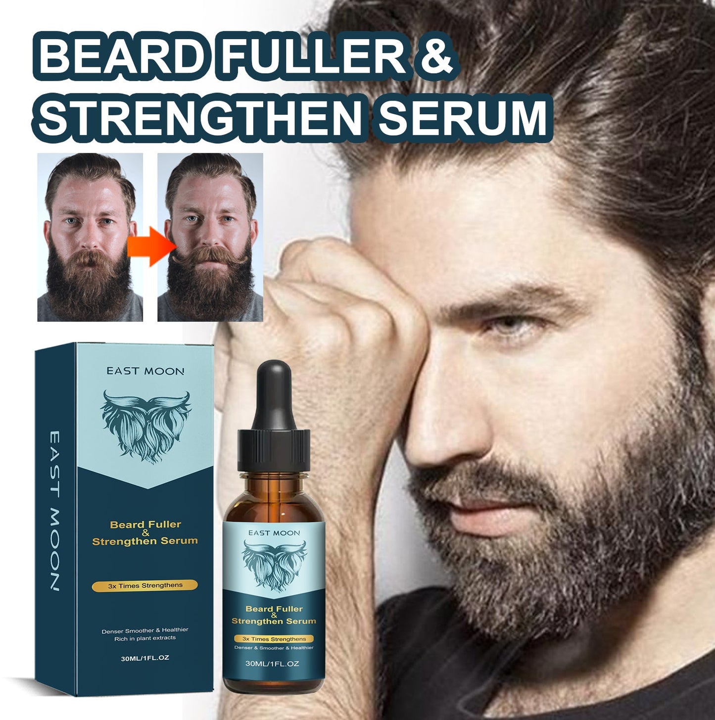 Beard Strengthening Serum for Fuller, Softer Facial Hair