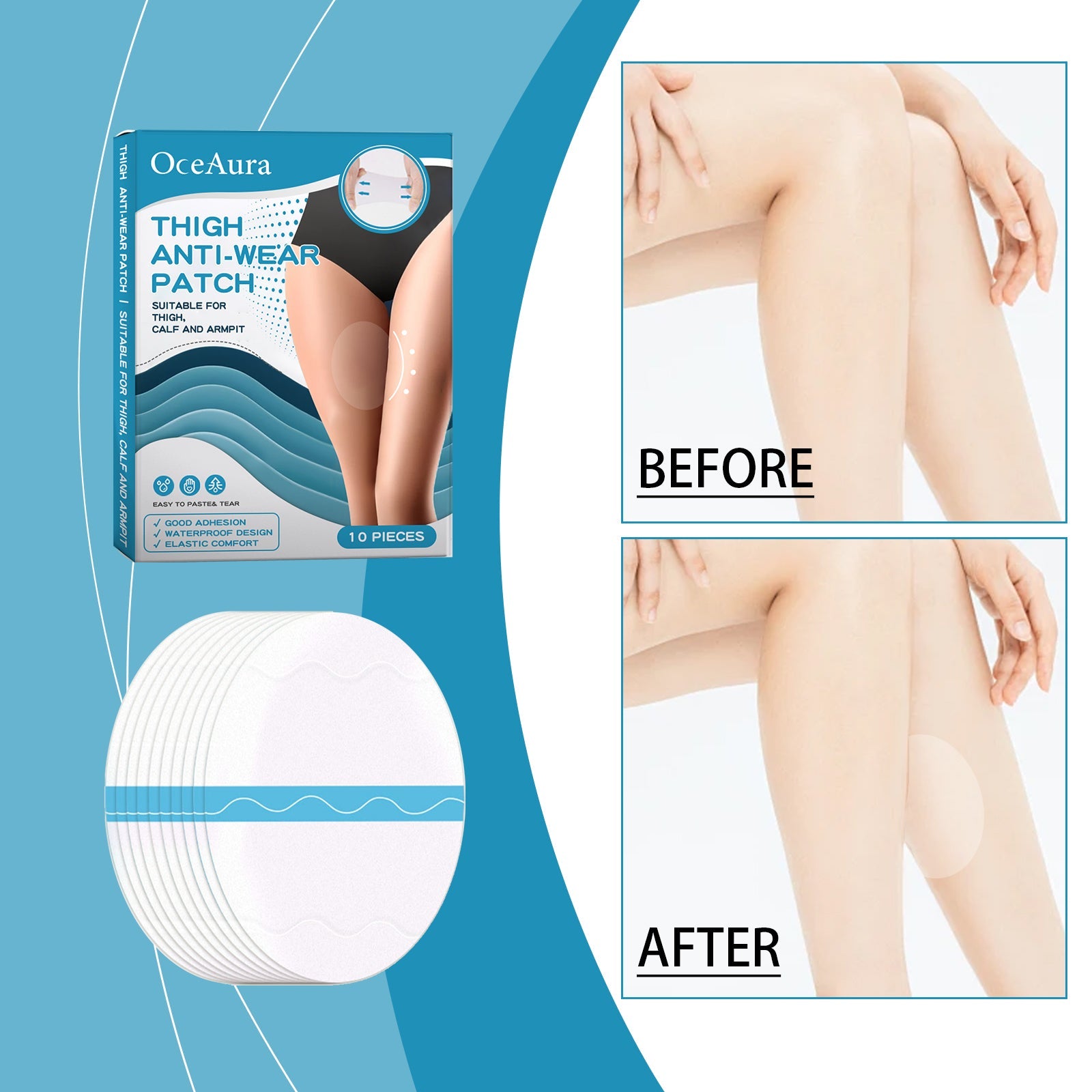 Oceaura Thigh Anti-Wear Adhesive, Thigh And Calf Non-Trace Leg Protector Breathable Invisible Multi-Functional Anti-Wear Foot Adhesive - Korvel