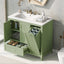Meuble de salle de bain vert de 36" avec évier et rangement