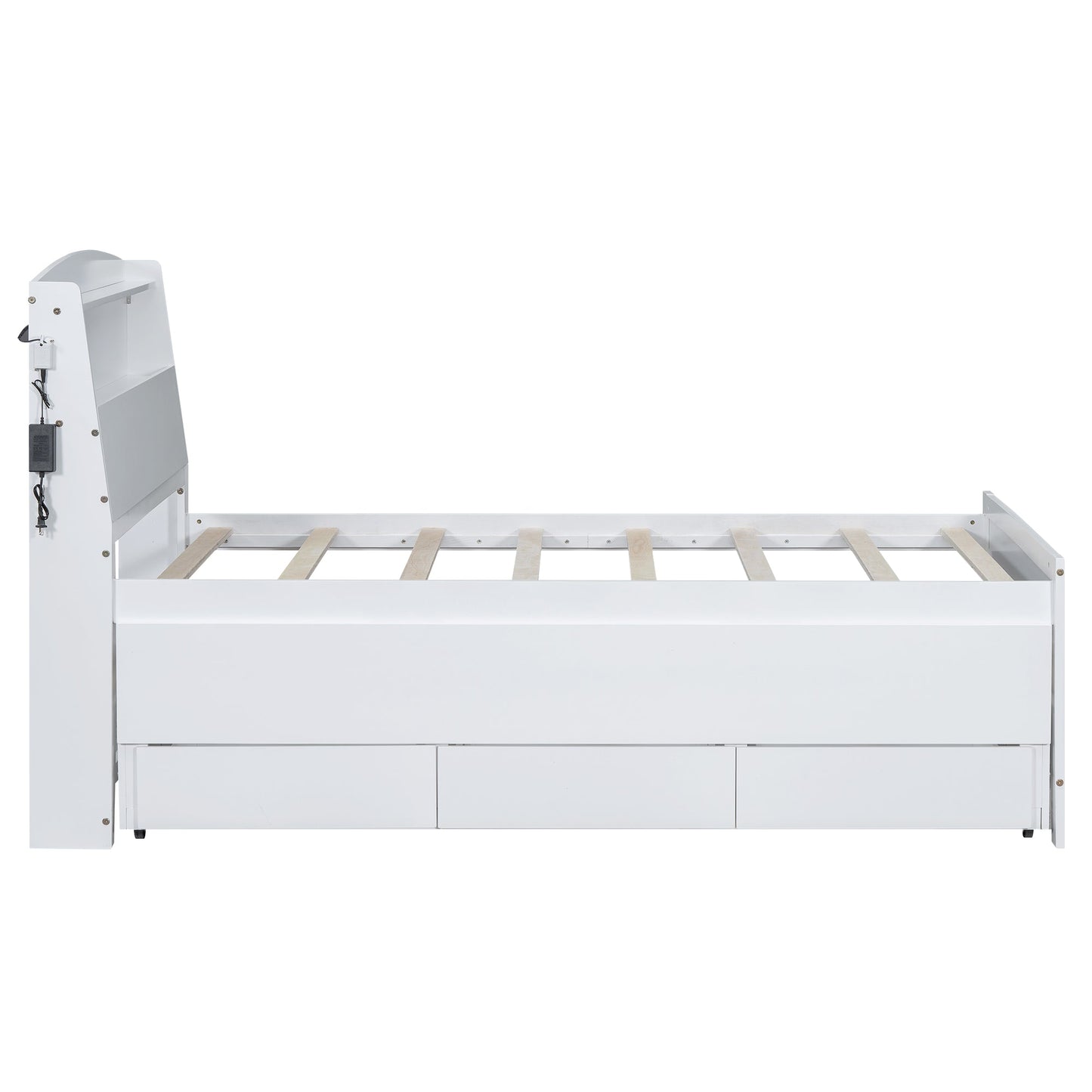 Cama Plataforma Elegante de Tamaño Twin con Almacenamiento y Cabecera LED