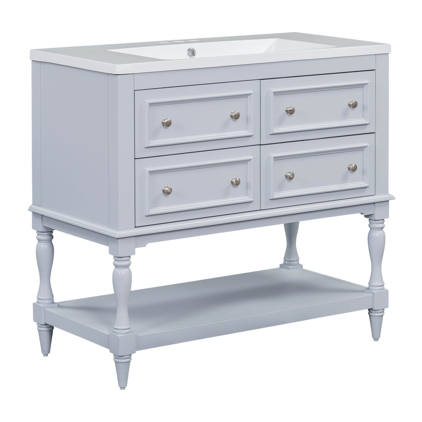 36" Blue Bathroom Vanity Cabinet with Sink Combo