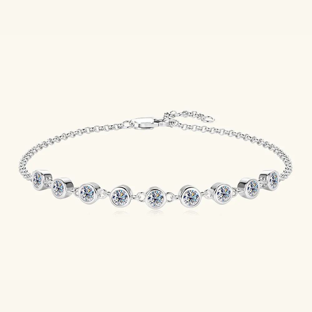 Inlaid Moissanite 925 Sterling Silver Bracelet - Korvel