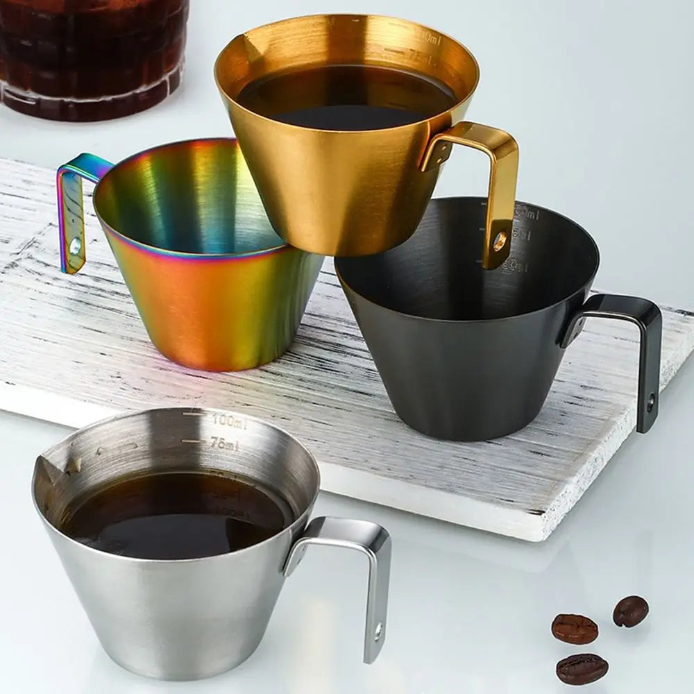304 Stainless Steel Espresso Measuring Cup Small 100ml Espresso Shot Cup Dishwasher Safe V-Shaped Mouth - Korvel