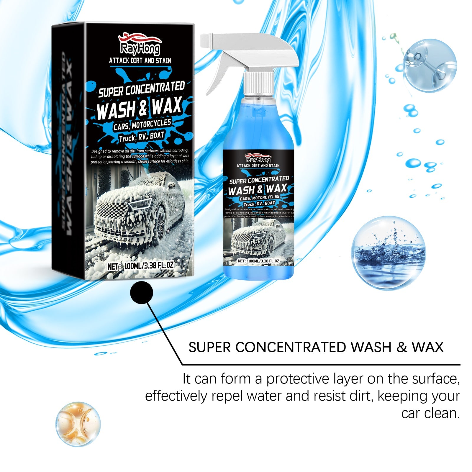 Foam Car Wash Liquid, Rich Foam Cleaning Decontamination Car Paint Maintenance Antifouling Cleaning Liquid - Korvel