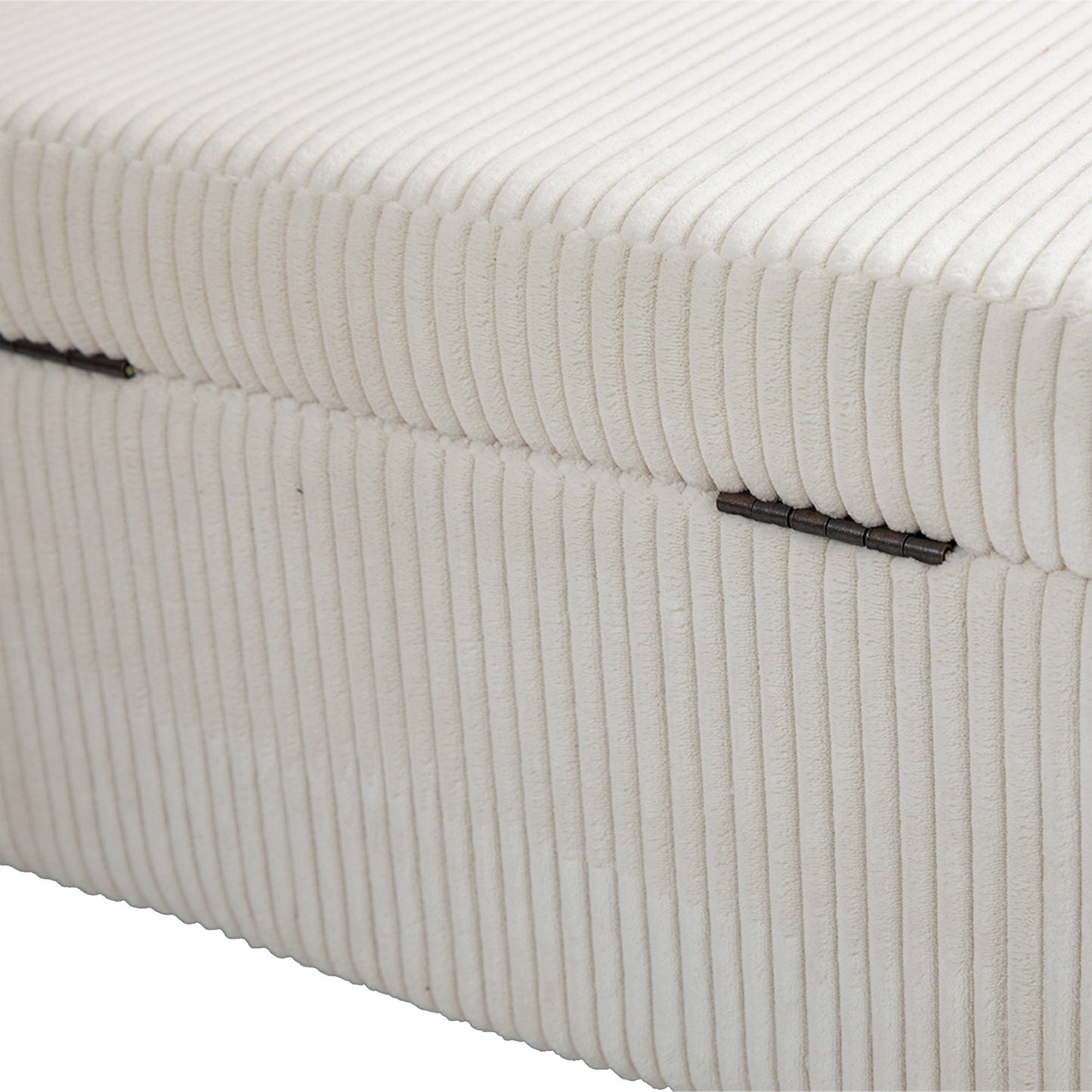 COOLMOR storage Ottoman chair with safety hinge and soft cushion fabric storage Ottoman stool (beige) - Korvel