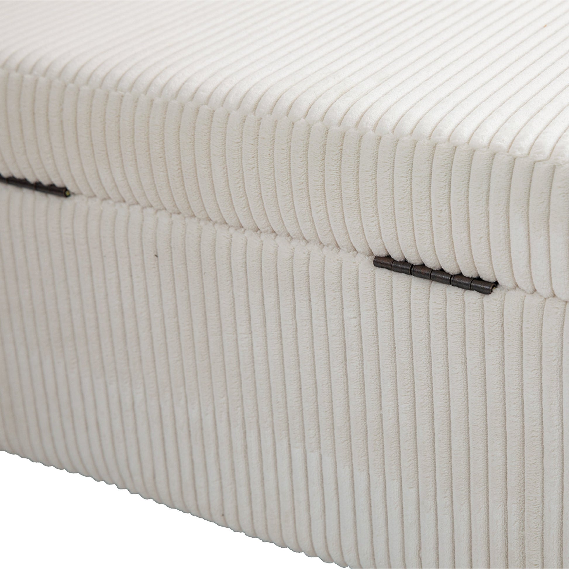 COOLMOR storage Ottoman chair with safety hinge and soft cushion fabric storage Ottoman stool (beige) - Korvel
