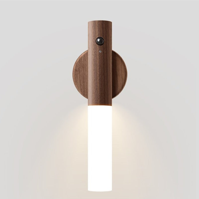 Wood Wireless USB LED Night Light Wall Lamp Rechargeable Sensor Motion Night Light - Korvel