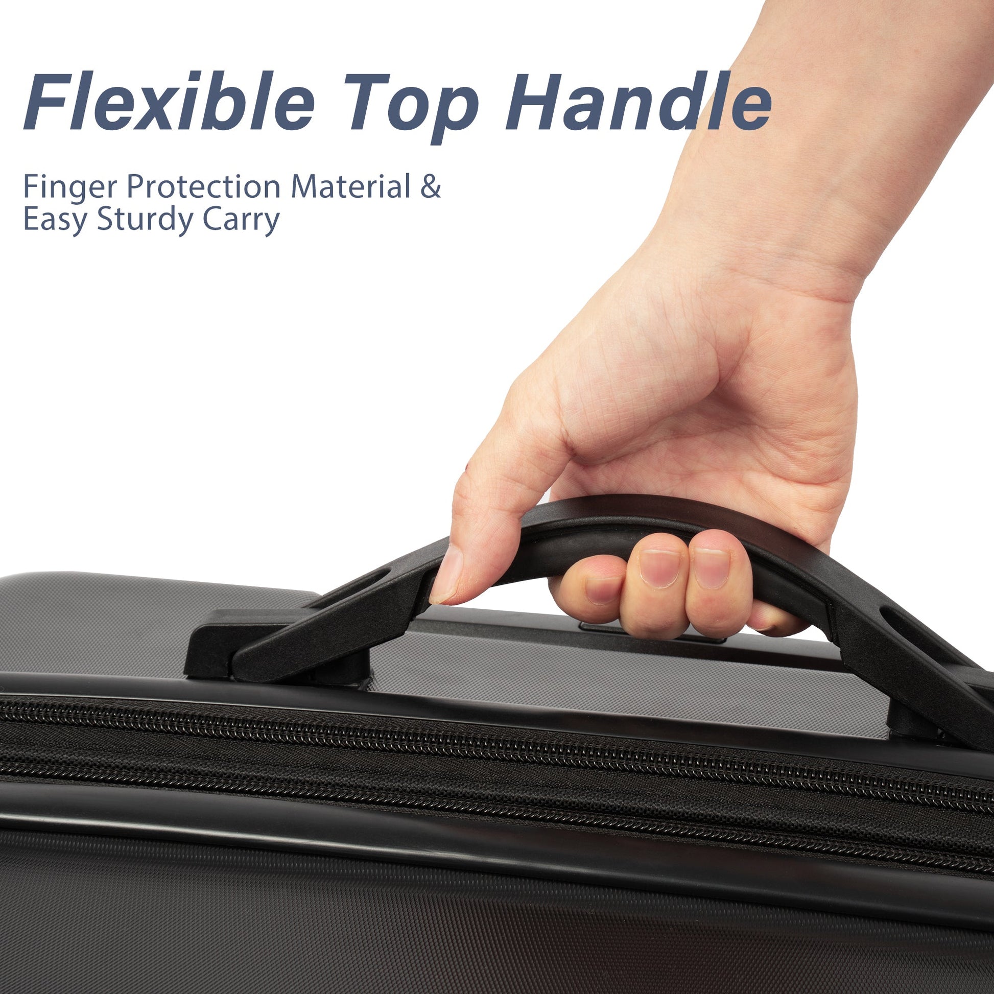 Hardshell Luggage Sets 3 Pcs Spinner Suitcase with TSA Lock Lightweight 20''24''28''   Black + ABS - Korvel
