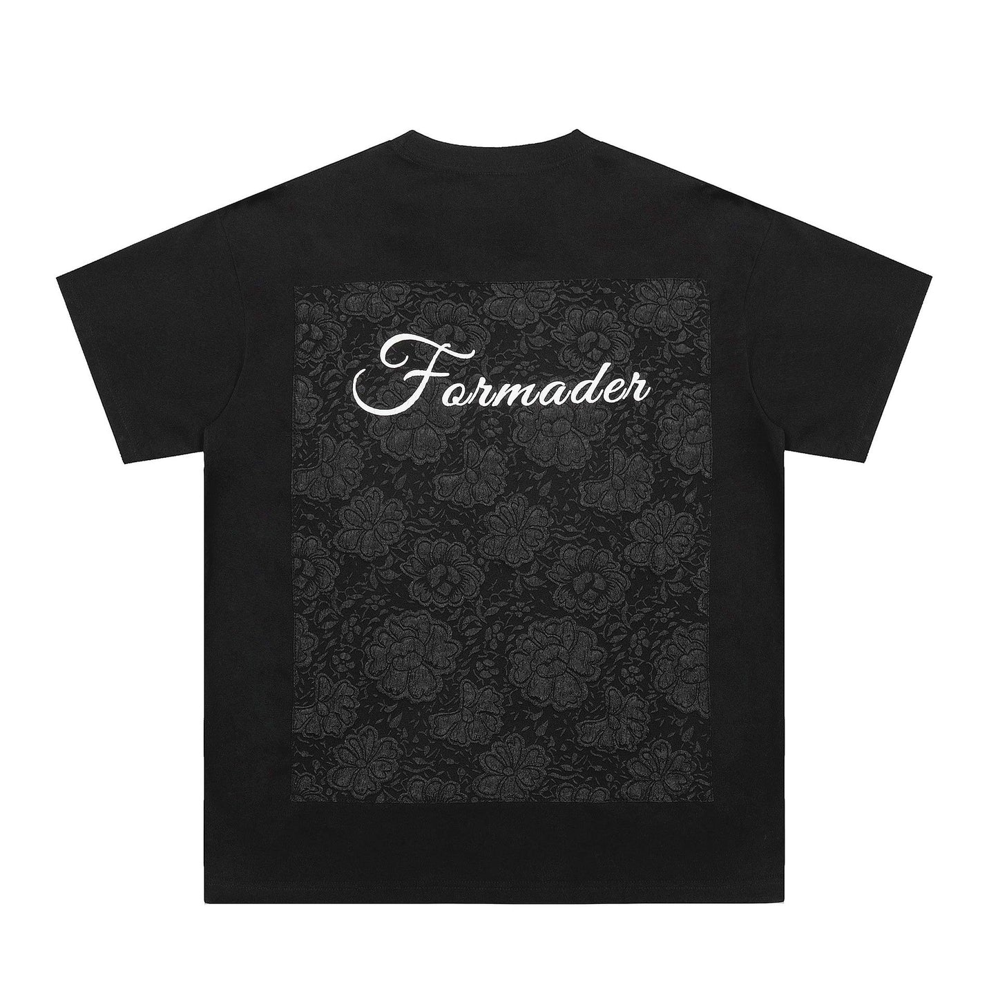 Niche High Street Floral Letter Print Short Sleeve T-Shirt INS Trendy American Summer Men's Casual Crew Neck Half Sleeve - Korvel