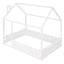 (Slats are not included) Full Size Wood Bed House Bed Frame with Fence for Kids Teens Girls Boys (White ) - Korvel