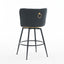 A set of 2 gray rotating bar stools - high backrest, adjustable, with elegant metal backrest decoration - Korvel
