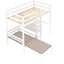 Convertible Loft Bed with L-Shape Desk, Twin Bunk Bed with Shelves and Ladder White - Korvel
