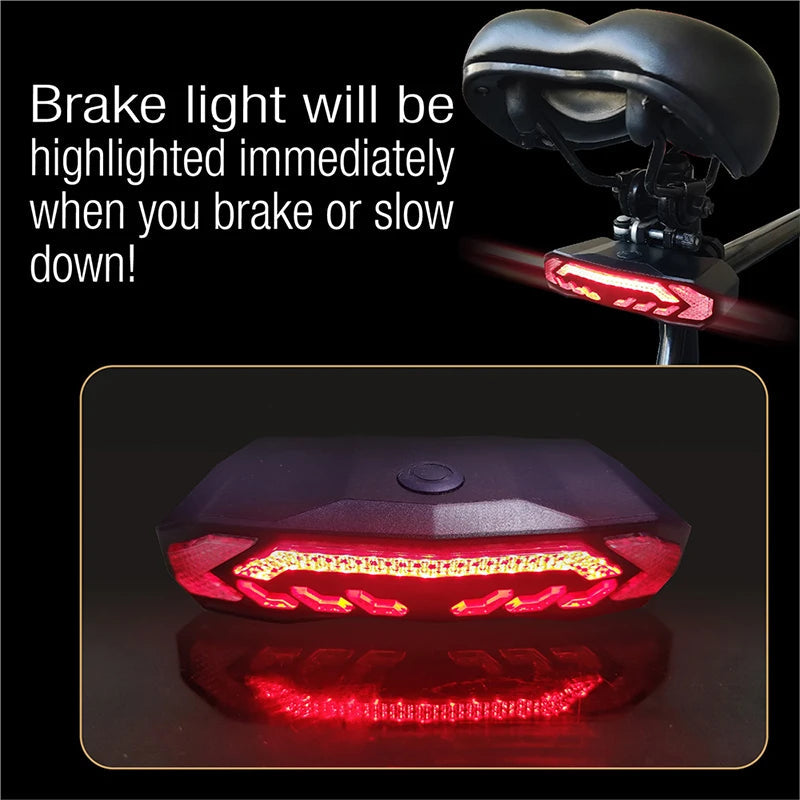 Bike Alarm Tail Light with Turn Signals Multifunctional Waterproof USB Rechargeable  Electric Bell Bicycle Lamp Bike Rear Light - Korvel