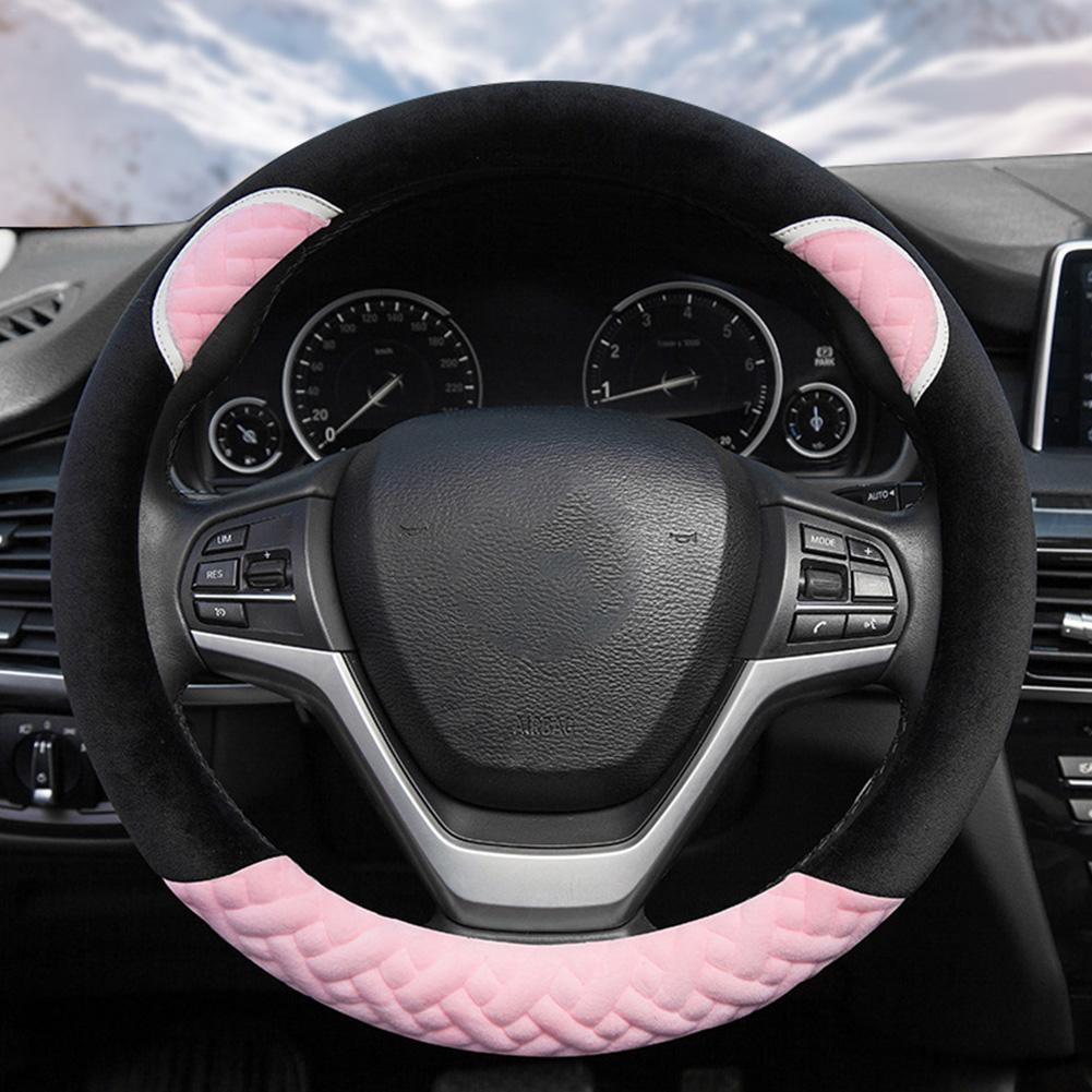 Funda de Volante de Coche de Cartoon de Felpa - Cómoda y Transpirable