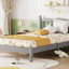 Twin Bed with Column-Decoration Headboard, with Bed Slats,Grey - Korvel