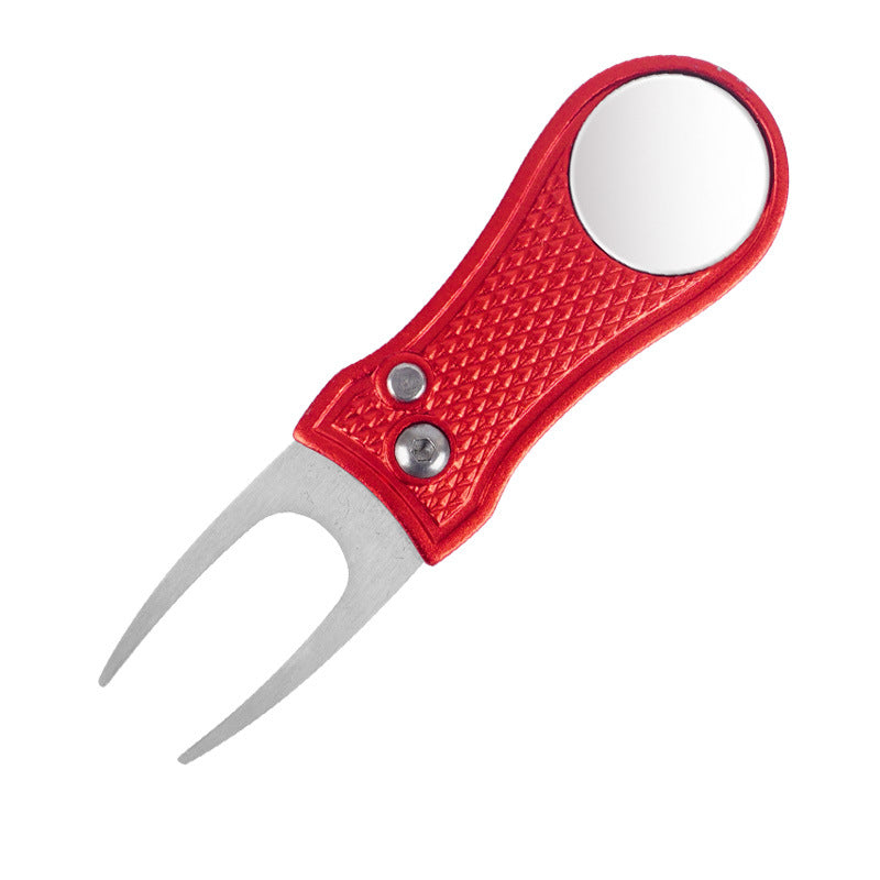 Golf Green Fork Aluminum Handle Folding Spring Repair Tool Gift New - Korvel