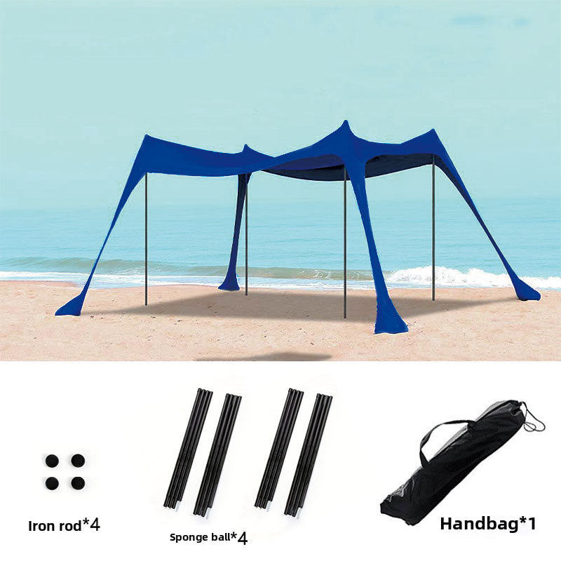 Family beach tent, large pop-up parasol, beach shelter, sun shade. Stable poles with portable carry bag. Outdoor shade. - Korvel
