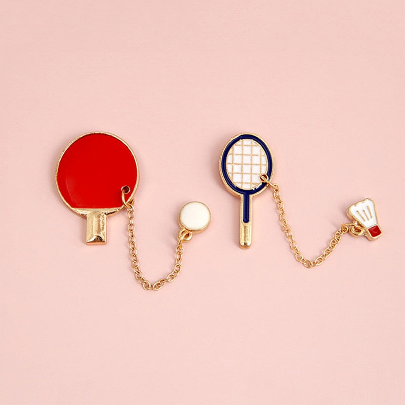 Fashion Cartoon Badminton Brooch pin Badge Sports Equipment table Tennis Fashion Jewelry Wholesale Gift athletes - Korvel