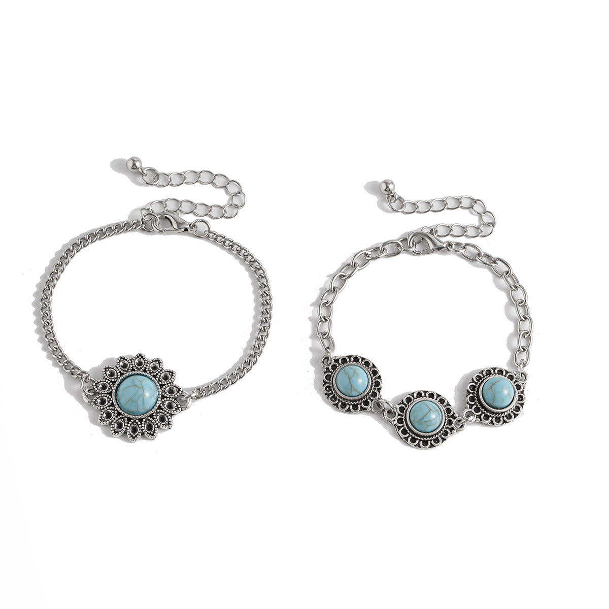 Ensemble de Bracelets en Alliage Turquoise Bohémien pour Femmes