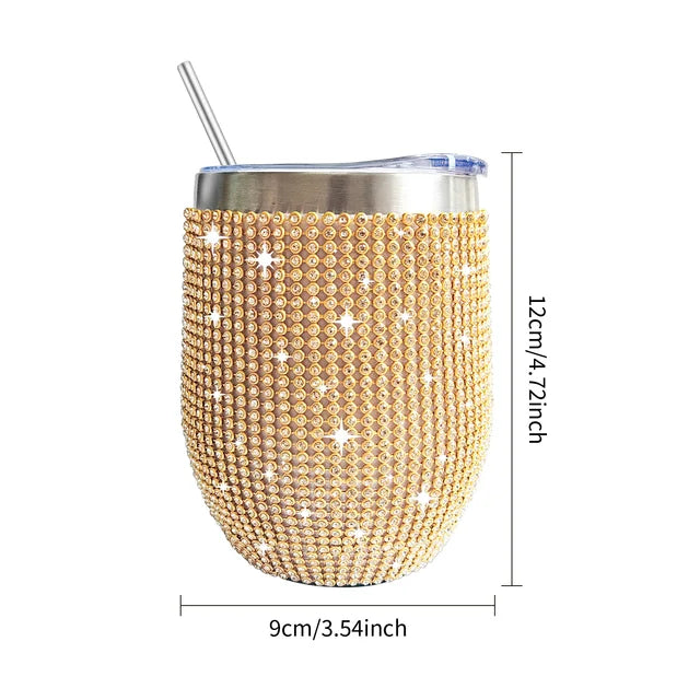 Tasse à vin en diamant de 12 oz avec couvercle hermétique