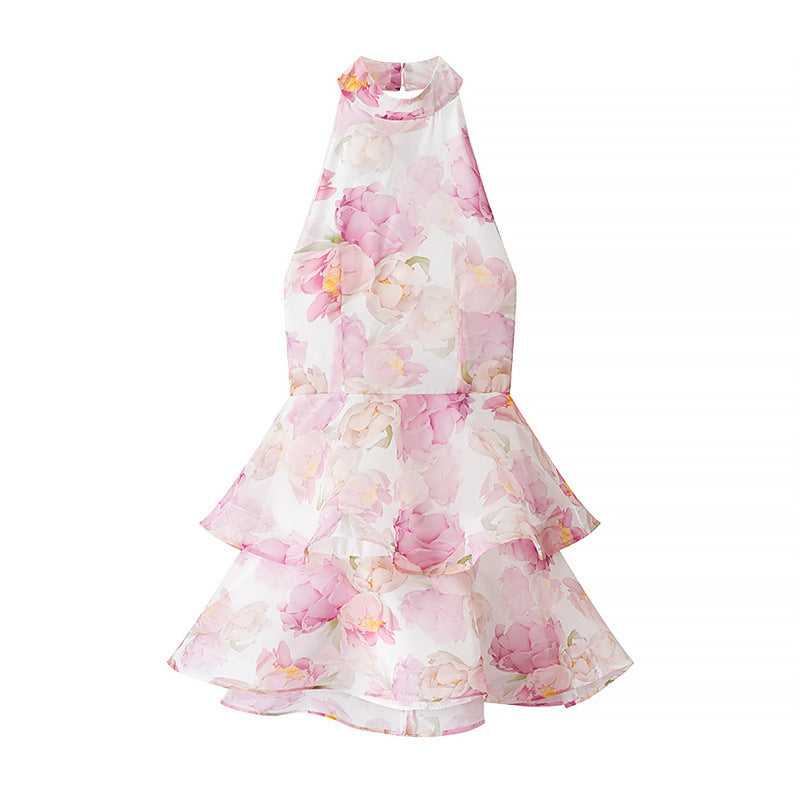 Robe midi à fleurs élégante pour femmes avec décolleté en V