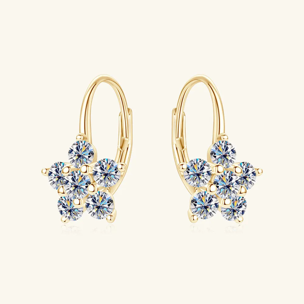 1.2 Carat 925 Sterling Silver Moissanite Flower Huggie Earrings - Korvel