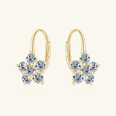 1.2 Carat 925 Sterling Silver Moissanite Flower Huggie Earrings - Korvel
