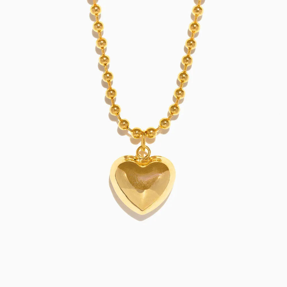 Collar con Colgante de Corazón de Acero de Titanio